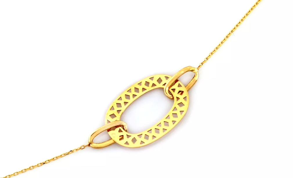 Elegantný náhrdelník zo žltého 14k zlata s oválnym článkom