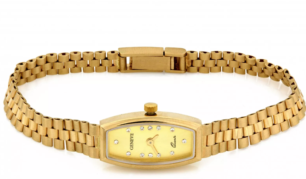Dámske hodinky Geneve Quartz zo 14-karátového zlata s kubickými zirkónmi – spojenie jemnosti, luxusu a dokonalého spracovania.