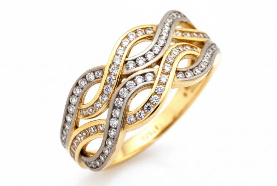 Zlatý prsteň Entrelacé Lumière